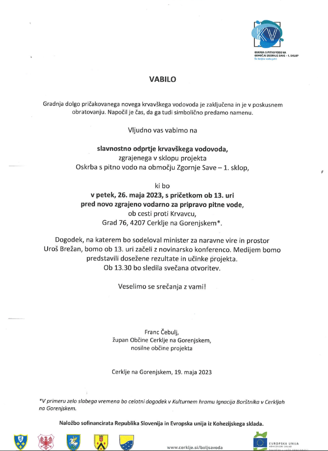 Otvoritev krvavškega vodovoda_vabilo